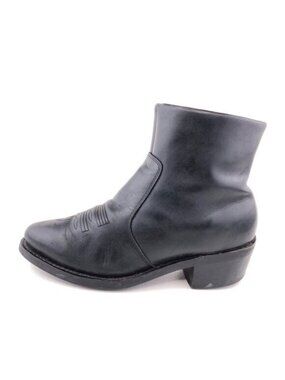 Durango Black Leather Zip 7" Western Boots 9D